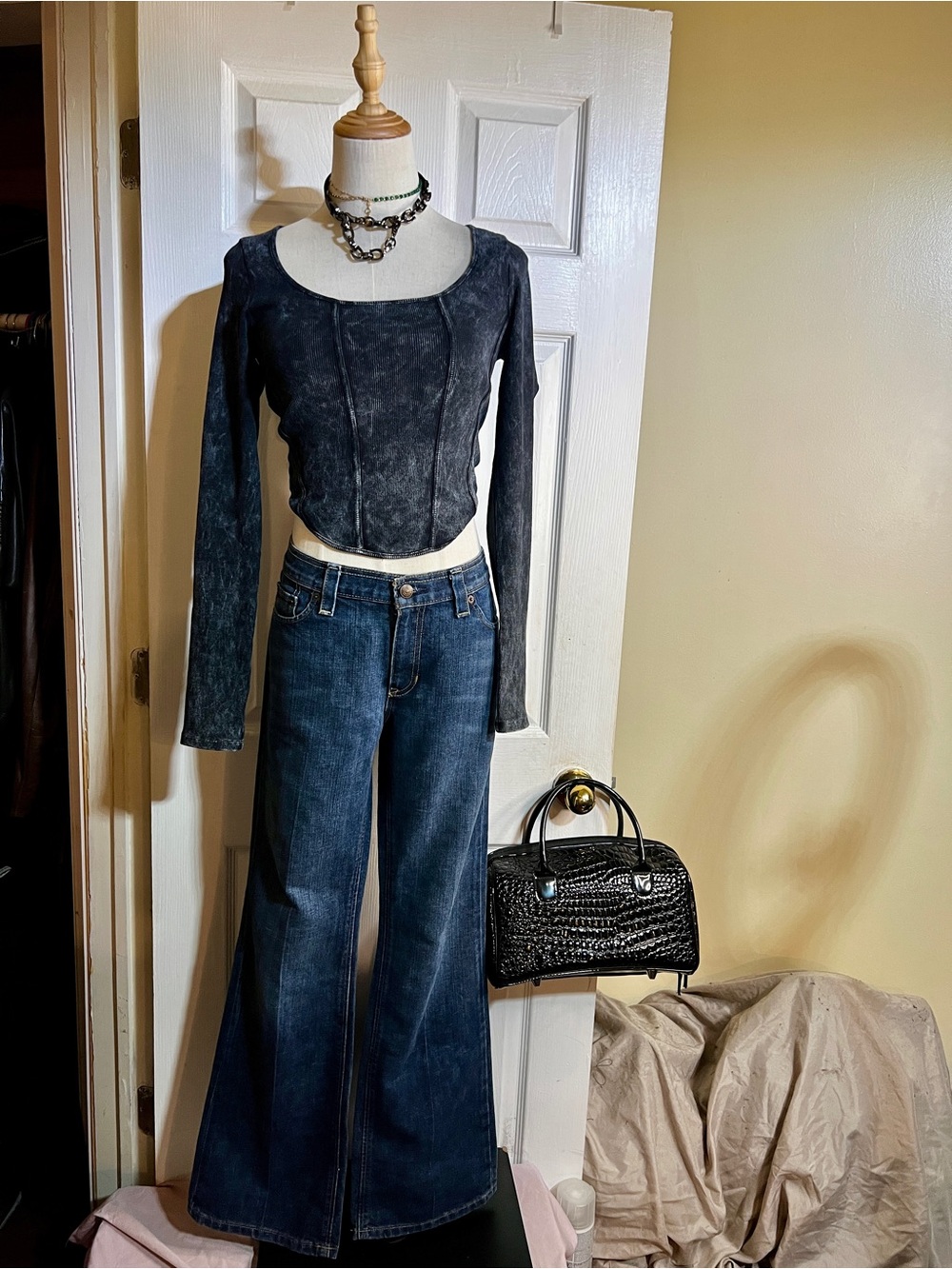 Gap Y2K Wms Dark Blue Low Rise Bootcut Casual Classic Jeans 8R